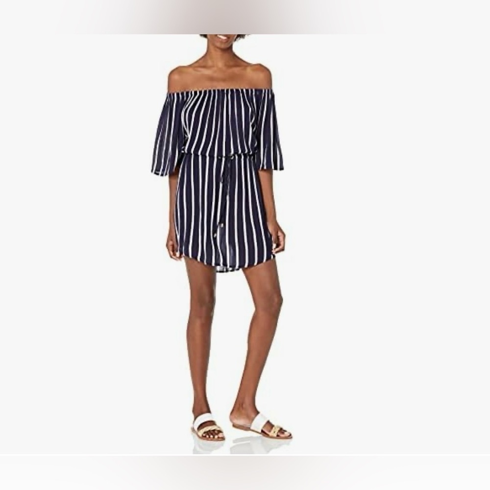 La Blanca Off-Shoulder Striped Dress – Size L